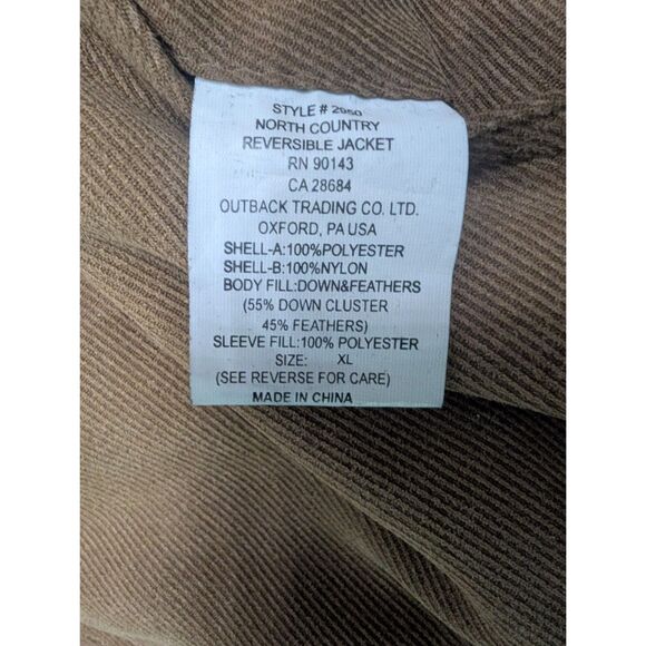 Outback Trading Company Jacket Mens XL Camel Tan Reversible Down Quilted - Picture 10 of 11